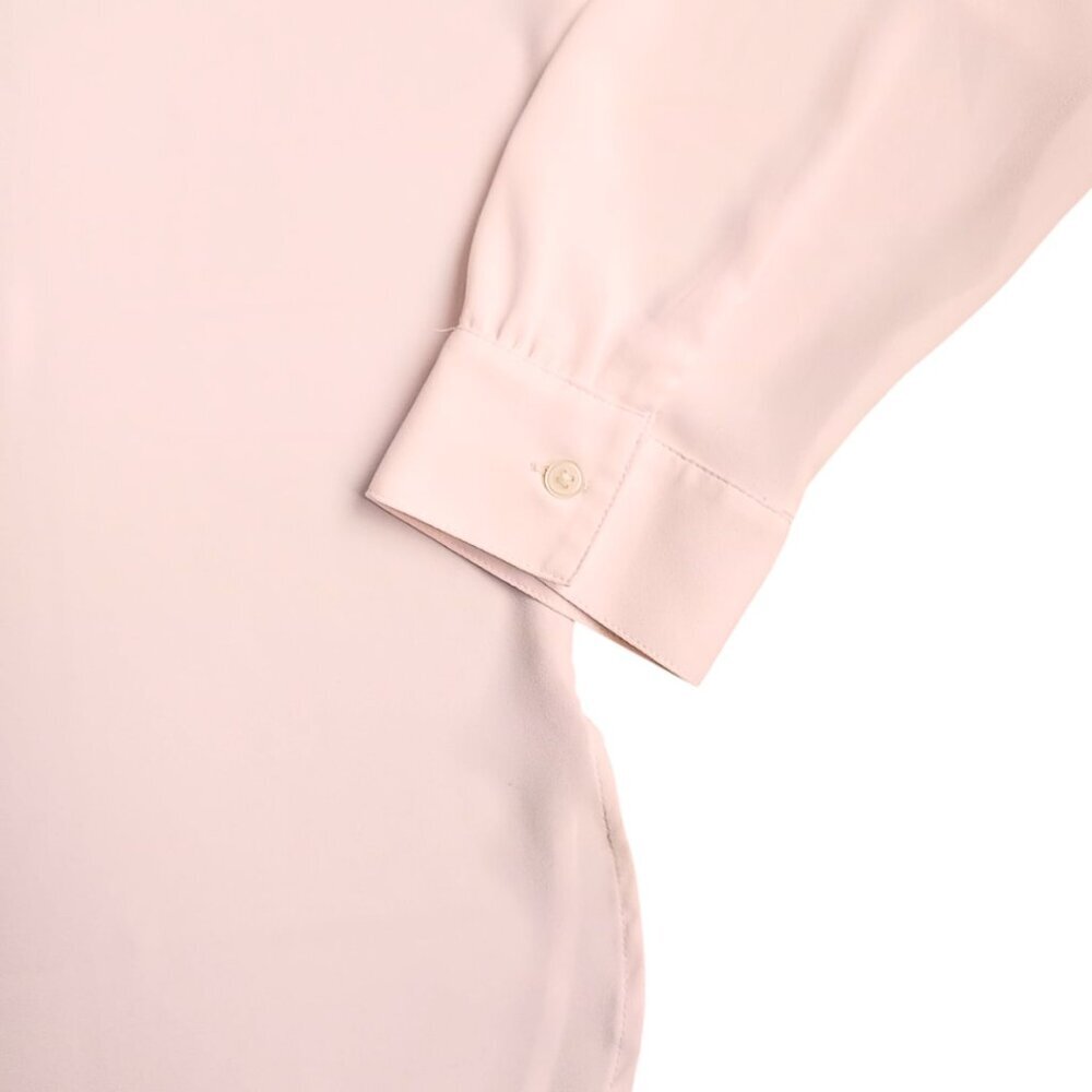 LOFT Pale Pink Pleated Back Long Sleeve Blouse - Size M - Picture 3 of 7